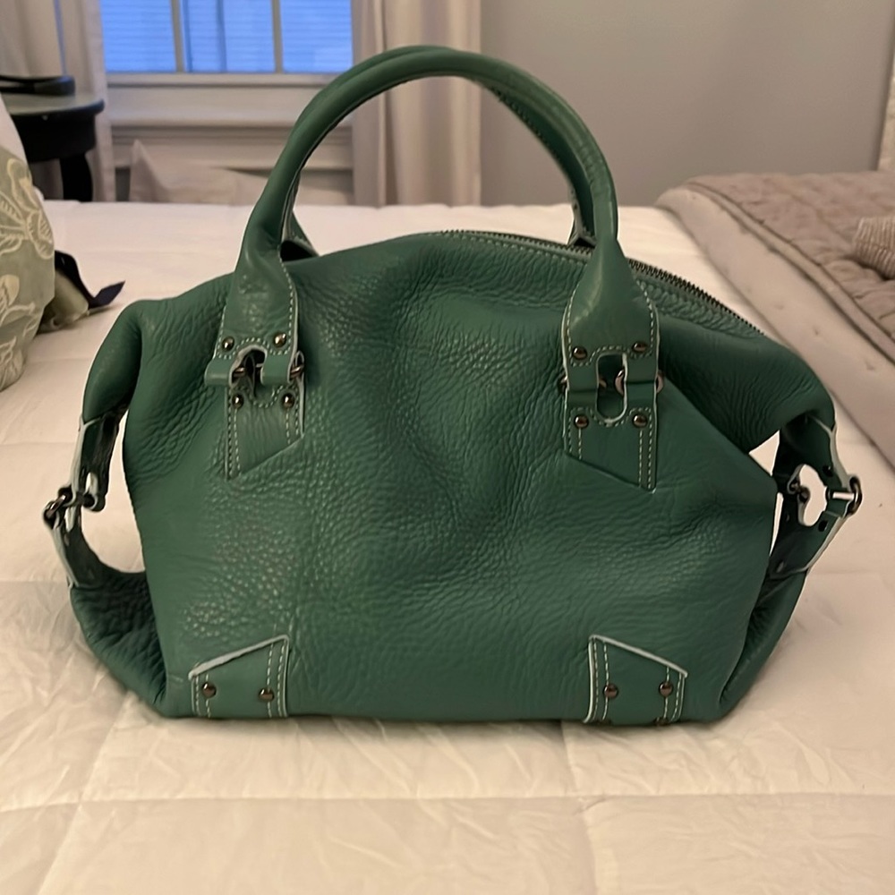 Cole Haan Box Satchel B08362 Teal/Pale Blue Village Handbag